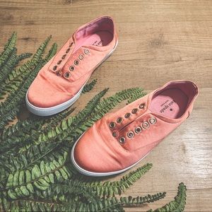 KATE SPADE pink salmon satin sneakers flats size 7